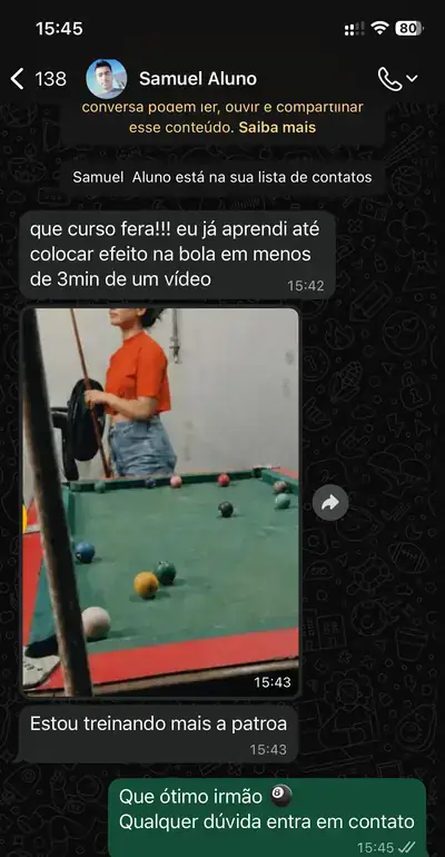 Print de conversa no WhatsApp com aluno Samuel