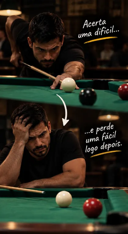 Jogador que acerta uma bola difícil e perde uma fácil
