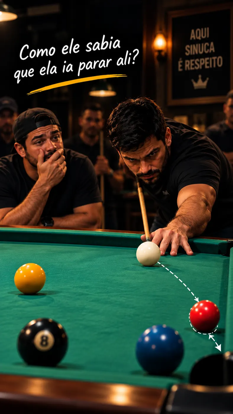 Jogador observando onde a bola branca vai parar