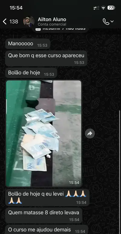 Print de conversa no WhatsApp com aluno Ailton