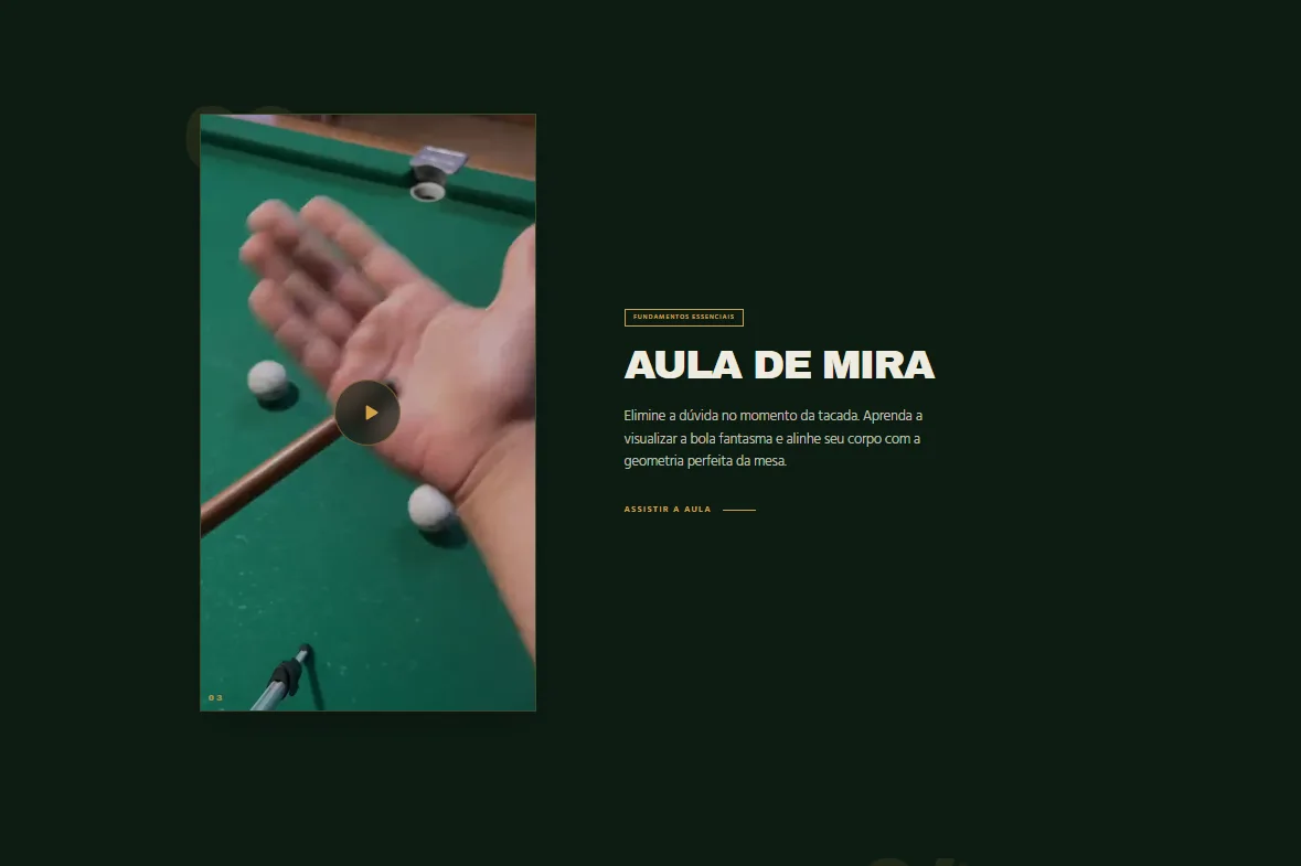 Página do material: Aula de Mira — bola fantasma e alinhamento