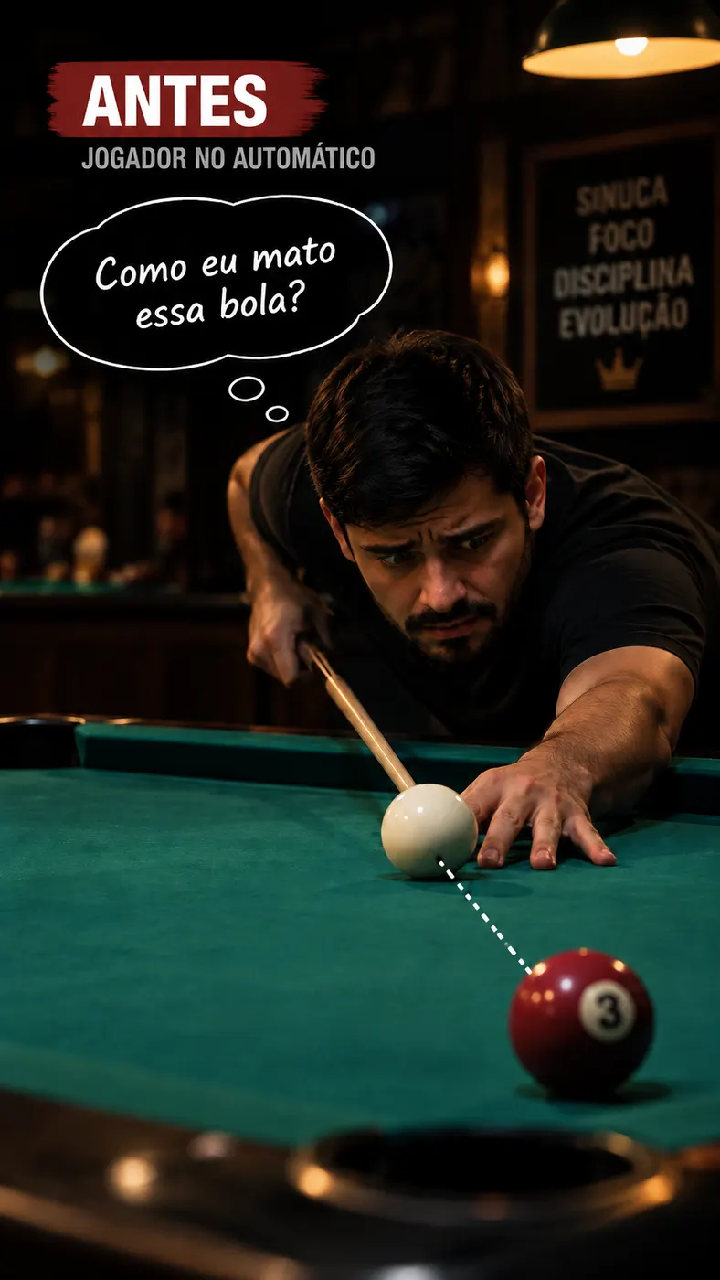 Antes: jogador no automático pensando apenas em matar a bola